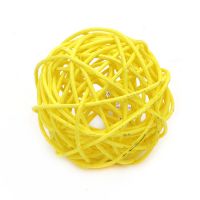 Ратанова топка за декорация - жълта - 70 мм   - 1 брой