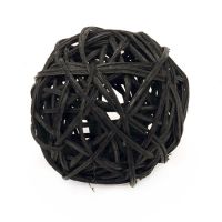 Ратанова топка за декорация - черна- 70 мм   - 1 брой