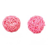 Ратанови топки за декорация - розови - 50 мм  -2 броя