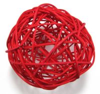 Ратанова топка за декорация - червена - 100мм. - 1 брой