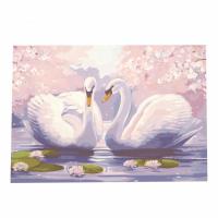 Картина за рисуване по номера 40x50 см - Лебедите с лилиите 
