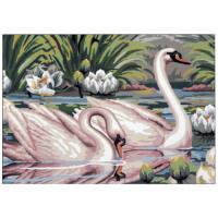 Картина за рисуване по номера 30x40 см - Лебеди 