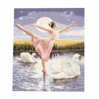 Картина за рисуване по номера 40x50 см - Лебедово езеро 