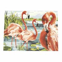 Картина за рисуване по номера 30x40 см - Розово фламинго 