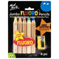 Неонови моливи с острилка Jumbo Fluoro MM Jumbo Neon Pencils with Sharpener - 6 бр