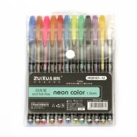 Химикалки с гел мастило неонови цветове и фин брокат 1.0 мм - 12 цвята