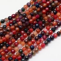 наниз мъниста полускъпоценен камък АХАТ асорте цветове топче фасетирано 4 мм ±95 броя