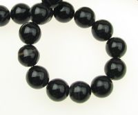 наниз мъниста полускъпоценен камък АХАТ Бразилски ИВИЧЕСТ ЧЕРЕН топче 10 мм ±38 броя