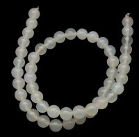 наниз мъниста полускъпоценен камък АХАТ БЯЛ топче 8 мм ±50 броя