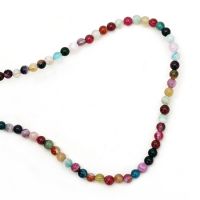 наниз мъниста полускъпоценен камък АХАТ ивичест асорте цветове топче 4 мм ±94 броя