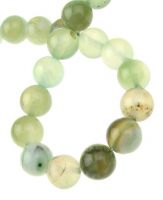 наниз мъниста полускъпоценен камък АХАТ ивичест бледо зелен топче 10 мм ±38 броя