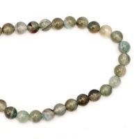 наниз мъниста полускъпоценен камък АХАТ ивичест зелен светъл топче 8 мм ±48 броя