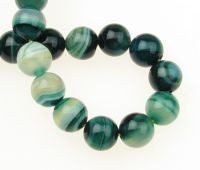 наниз мъниста полускъпоценен камък АХАТ ивичест зелен топче 10 мм ±38 броя