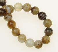 наниз мъниста полускъпоценен камък АХАТ ивичест кафяв топче 8 мм ±62 броя