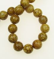 наниз мъниста полускъпоценен камък АХАТ напукан жълто-зелен топче 10 мм ±38 броя