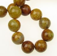 наниз мъниста полускъпоценен камък АХАТ напукан жълто-зелен топче 14 мм ±28 броя