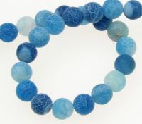 наниз мъниста полускъпоценен камък АХАТ син топче матирано 8 мм ±49 броя