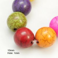 наниз мъниста полускъпоценен камък ТЮРКОАЗ многоцветен синтетичен топче 10 мм ±43 броя