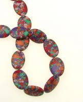 наниз мъниста полускъпоценен камък ТЮРКОАЗ синтетичен МИКС овал 18x13x5 мм ±22 броя