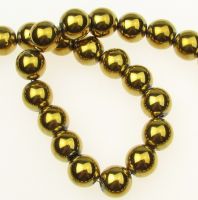 наниз мъниста полускъпоценен камък ХЕМАТИТ немагнитен цвят злато топче 10 мм ±43 броя