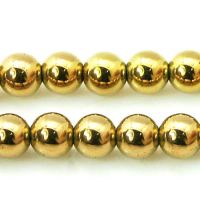 наниз мъниста полускъпоценен камък ХЕМАТИТ немагнитен цвят злато топче 6 мм ±66 броя