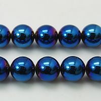 наниз мъниста полускъпоценен камък ХЕМАТИТ немагнитен цвят син топче 8 мм ±54 броя