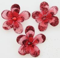 цвете 35 мм двойно с брокат червено