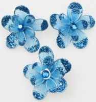 цвете 35 мм двойно с брокат синьо
