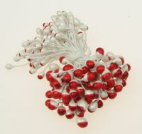 тичинка-пъпка перлена двустранна 5x8x57 мм двуцветна бяло и червено ±95 бр