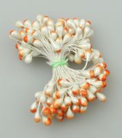 тичинка-пъпка перлена двустранна 5x8x57 мм двуцветна бяло и оранжево ±95 бр