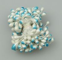 тичинка-пъпка перлена двустранна 6x8x61 мм двуцветна бяло и синьо ±85 бр