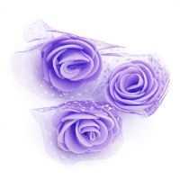 цвят роза 35 мм гума органза лилава -10 броя