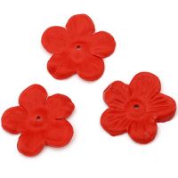 цвете текстил 45x45 мм за декорация червено - 5 грама ± 30 броя
