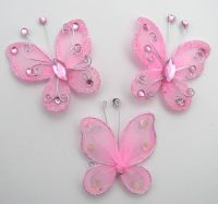 пеперуда 50 мм. розова с брокат
