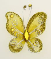 пеперуда 50 мм жълта с брокат