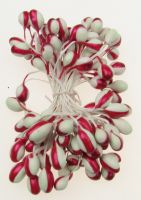 Тичинка-пъпка перлена двустранна 8x12x62 двуцветни  бяло и червено ±50 бр