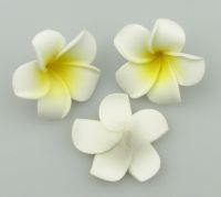 цвете гумирано 40 мм бяло жълто -5 брой