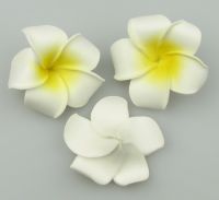 цвете гумирано 55 мм бяло жълто -5 брой