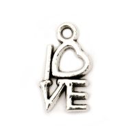 висулка метална LOVE 14x8x1.5 мм дупка 2 мм цвят сребро -10 броя